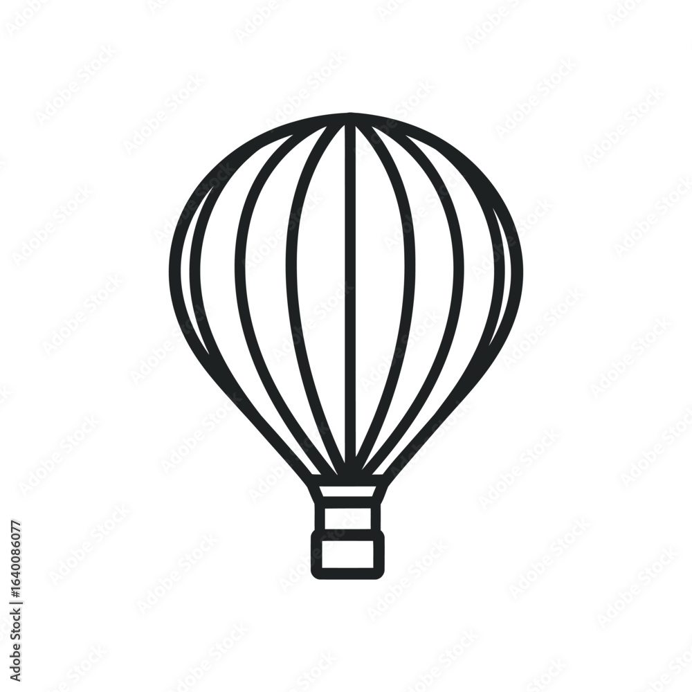 Obraz premium Hot air balloon icon, simple outlined silhouette with white background illustration