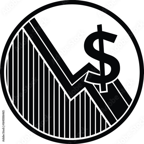 Illustration of a financial market decline with a falling graph and dollar sign representing economic loss