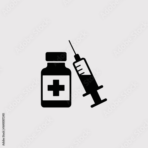 vaccine icon, syringe symbol, injection vector, medicine bottle, healthcare icon, vaccination clipart, medical injection, immunization symbol, doctor tools, hospital icon, medical treatment, drug inje