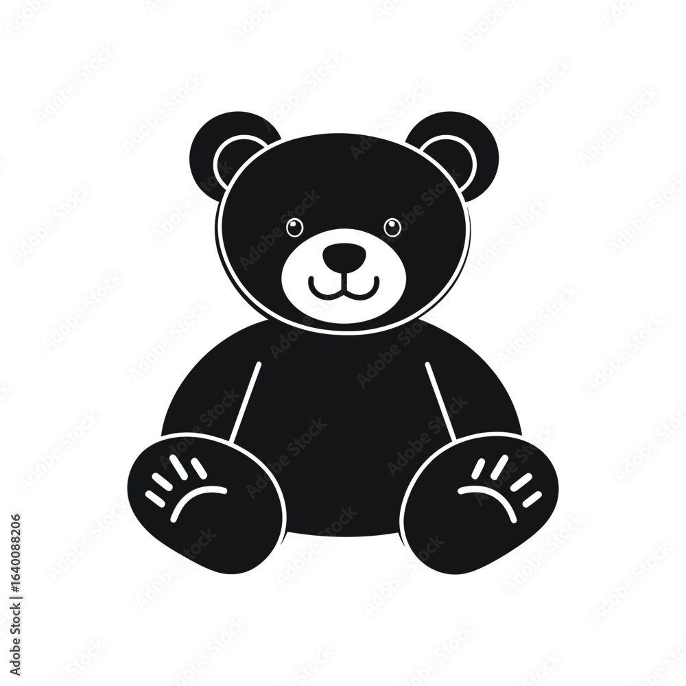Obraz premium Black teddy bear icon illustration with paws design on white background