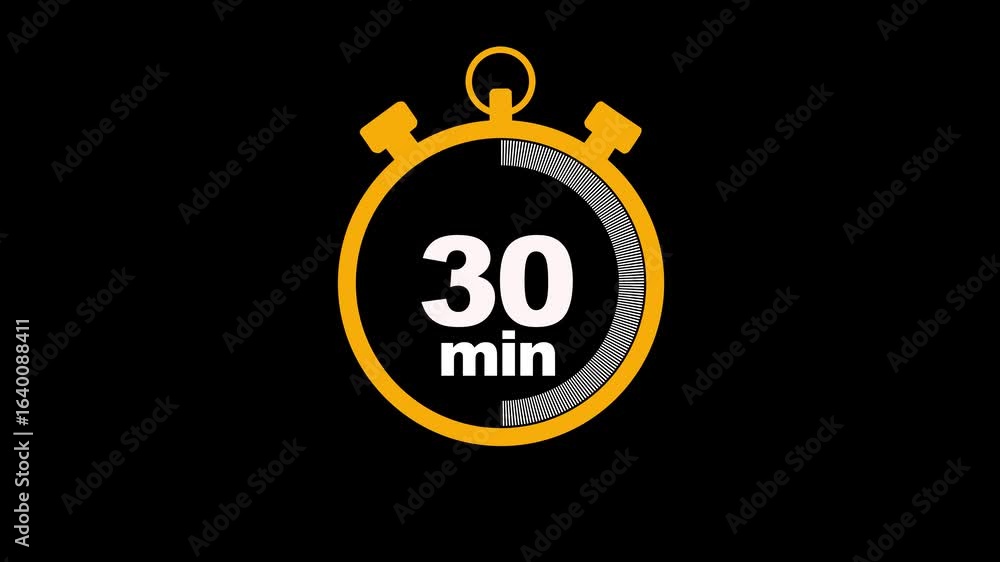 30 minute stopwatch icon isolated 30 minute timer animation .Animation timer 30 minutes - Stopwatch icon Motion graphics on black screen.30 minutes animation on white and black background 30 minute stopwatch icon isolated 30 minute timer animation .Animation timer 30 minutes - Stopwatch icon Motion graphics on black screen.30 minutes animation on white and black background