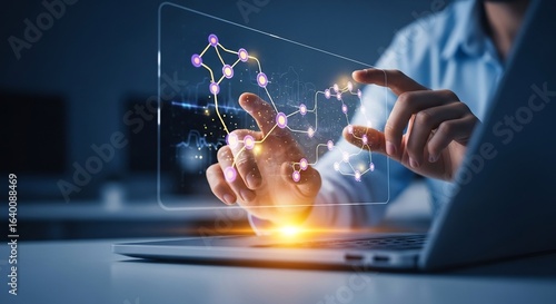 Interactive Network Visualization Exploring Data Connections on a Futuristic Interface