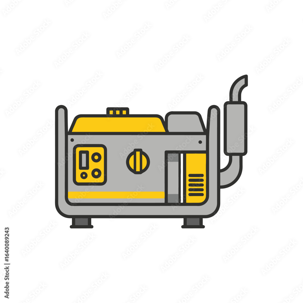 Fototapeta premium A modern illustration of a portable gasoline generator with a yellow and gray color scheme.