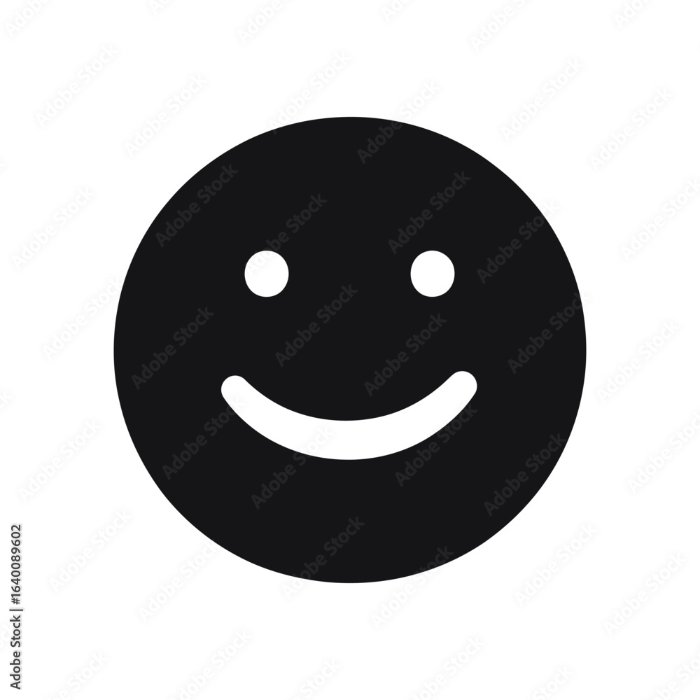 Fototapeta premium Black smiley face icon with white background in a simple style