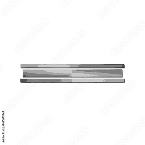 A grayscale illustration of three shiny, parallel, horizontal metallic bars.
