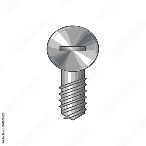 Round head machine screw with a slotted drive.