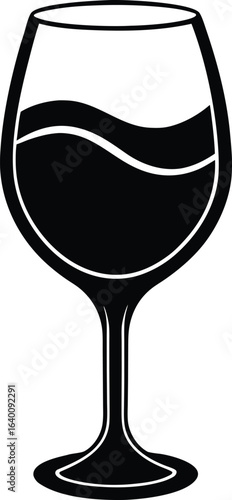 Vector art of elegant wine glass illustration featuring a dark red wine in a stylish stemware design for your next celebration or event