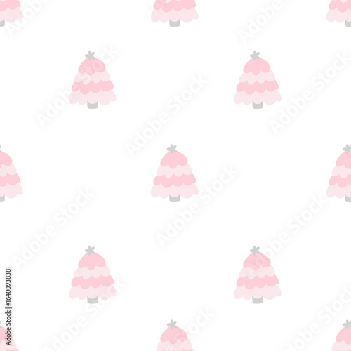 seamless simple pattern with pink Christmas trees 