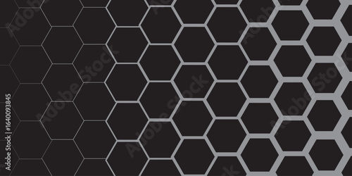 Seamless geometric hexagonal honeycomb pattern with a blue metallic texture backdrop