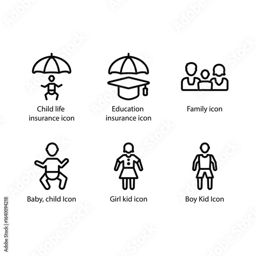 Long term care, Family health insurance, Disability insurance, Baby, child, home insurance, icon