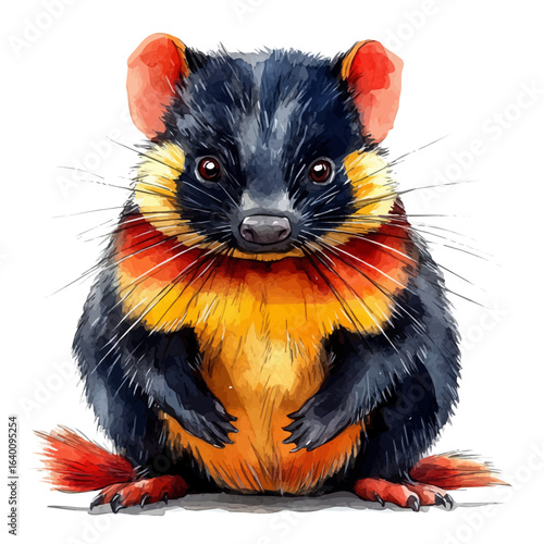 Tasmanian Devil, watercolor illustration vector, isolated on a white background.