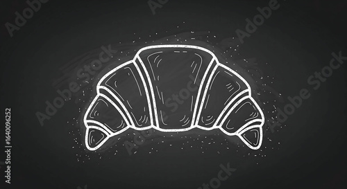 Vintage style chalkboard illustration of hand drawn croissant on chalkboard, a delicious and sweet pastry for breakfast, bakery, cafe menu, vintage retro style