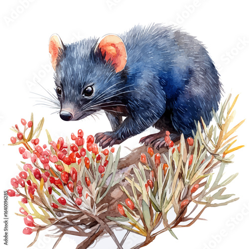 Tasmanian Devil, watercolor clipart vector, isolated on a white background.