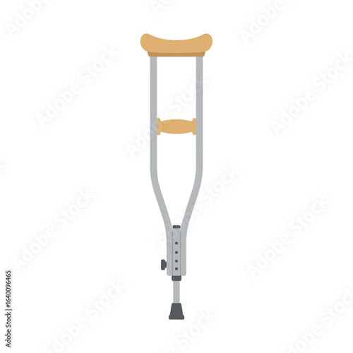 Isolated illustration of a single medical crutch, designed for support and mobility.