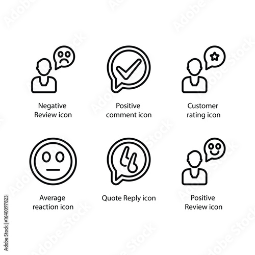 Negative Review, Positive comment, Rating, Average reaction, Quote Reply, Positive Review, icon