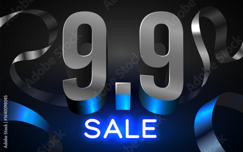9.9 discount flash sale background. Vector illustration for shopping day, online shopping, special Offer coupon, voucher, banner template, websites, social media advertising. Vector illustration