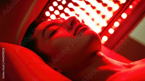 A man sleeping peacefully, enjoying the benefits of red light therapy for skin health and relaxation.