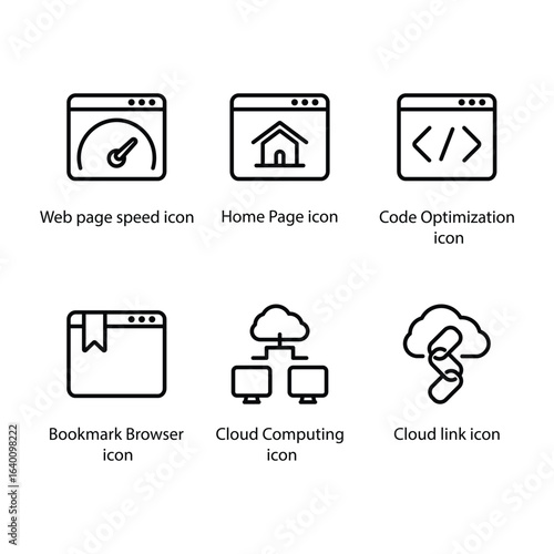 Web page speed, Home Page, Code Optimization, Bookmark Browser, Cloud Computing, Link, icon