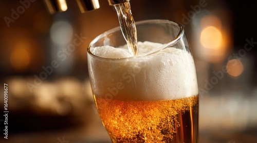 Wallpaper Mural A glass of beer is poured into a glass. The glass is half full and the beer is foamy Torontodigital.ca