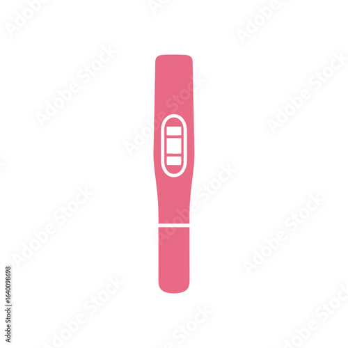 Pink pregnancy test with a positive result displayed on a white background, indicating pregnancy.