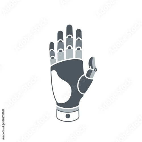 A modern graphic representation of an advanced bionic hand, showcasing its articulated fingers and palm.