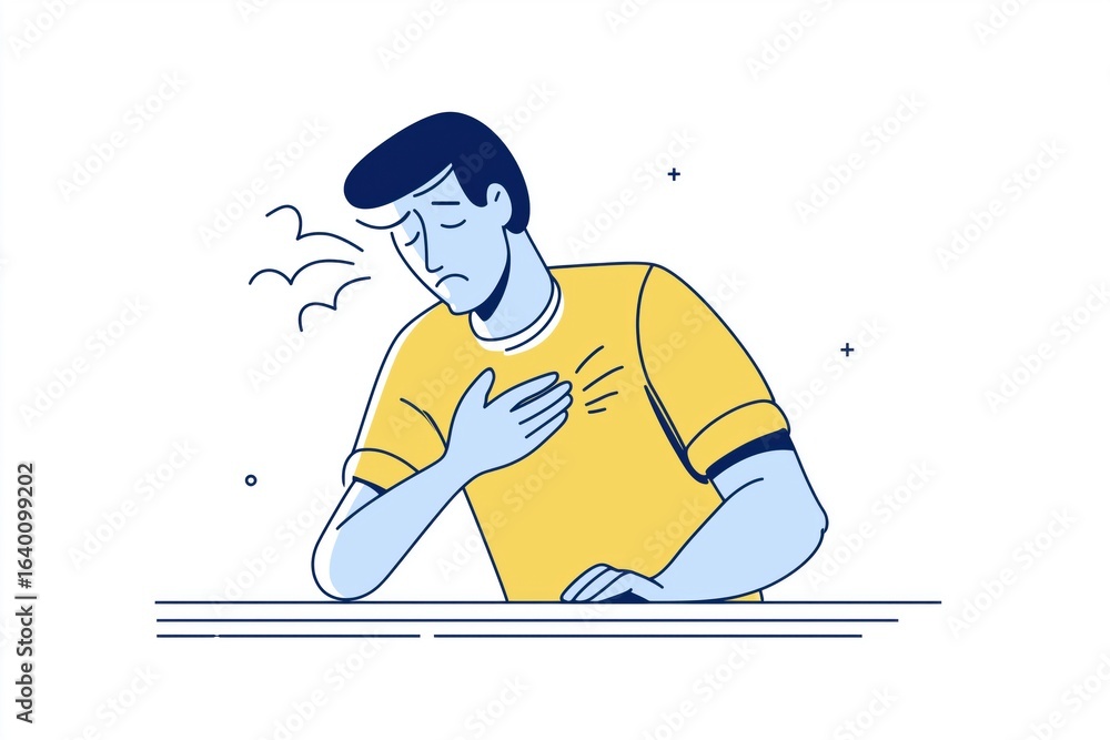 Fototapeta premium Man Feeling Dizzy and Having Chest Pains from a Heart Problem