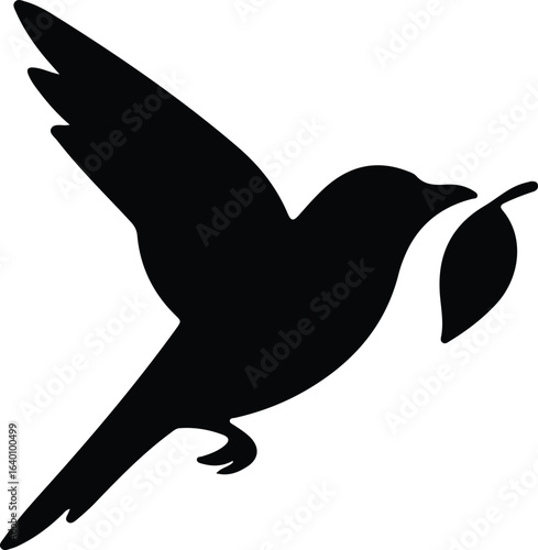 Illustrator Peace dove flying with olive branch Silhouette vector