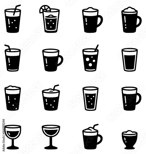 Wallpaper Mural Vector black drink and alcohol icons set. JPEG version. Torontodigital.ca