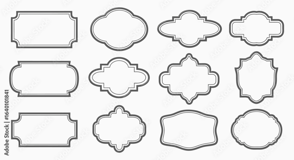 Obraz premium Vector art of collection of twelve decorative frame shapes isolated on white background