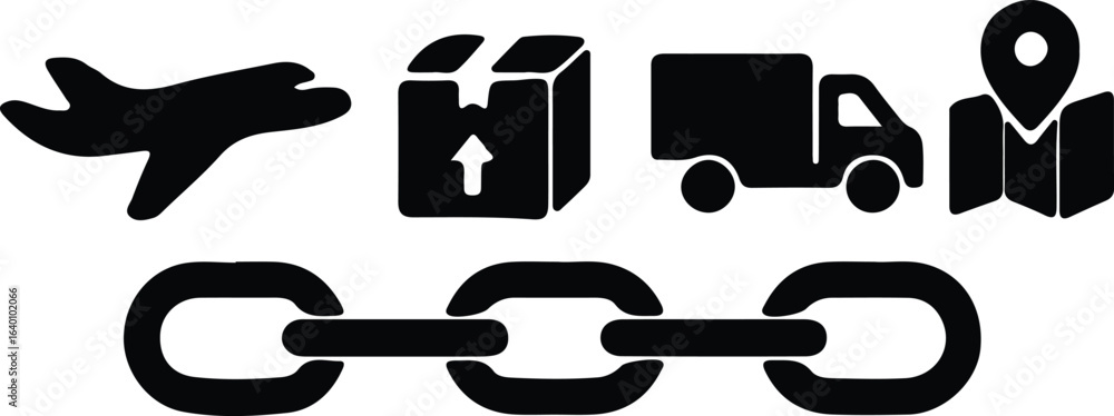 Fototapeta premium Illustrator Supply chain management and logistics network Silhouette vector