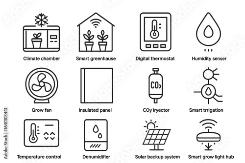 Smart home climate control icons for efficient indoor environment management