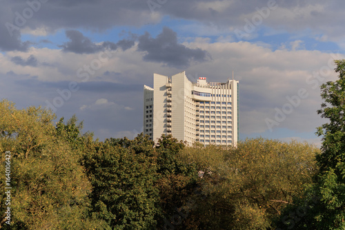 Photography City view, modern buildings against the blue sky.