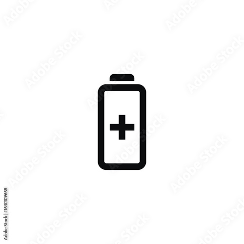 Black battery icon with plus symbol power energy