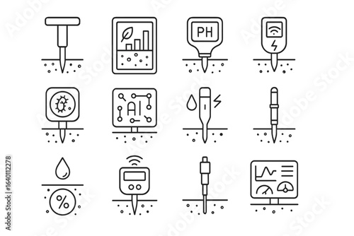 Unit ph vector graph ai icons health icon soil microbial compaction dashboard