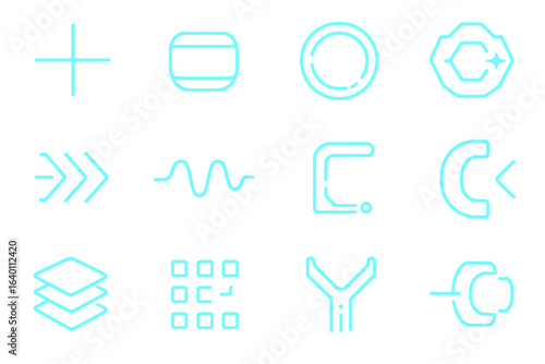 Casing tech icon robot silhouette panel aesthetic beauty ring smooth jointed vector