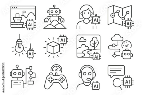 Icon voice behavior vector predictor game concept ai drop pathfinder design lighting