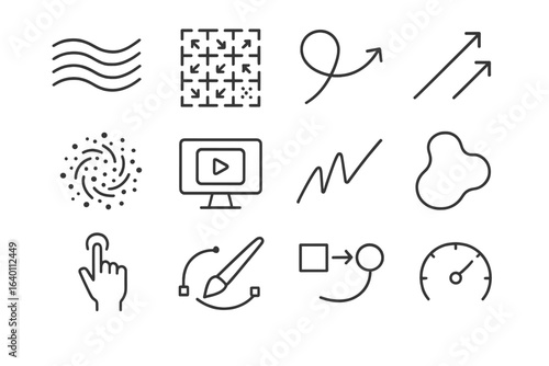 Animated particle transform icon stroke shape icons vector tracer kinetic variance design