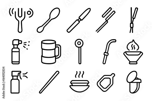 Edible straw symbol spoon cosmic vector pod aroma cutlery icons unit cup