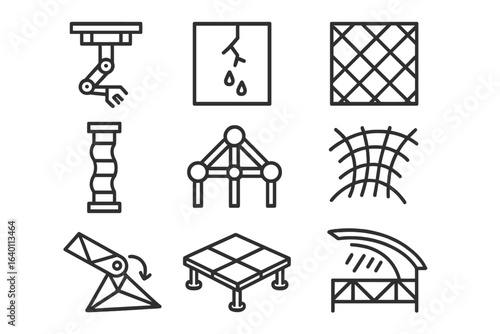 Shell beam icons system floor geodesic structural arc vector ai roof icon