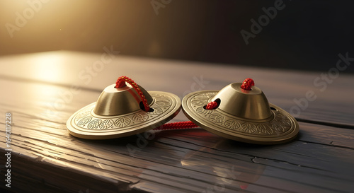 Ornate Manjira cymbals for hindu kirtan and prayer