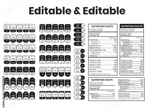 Minimal Modern Nutrition Facts Label Design – Editable Vector Template for Food Packaging
