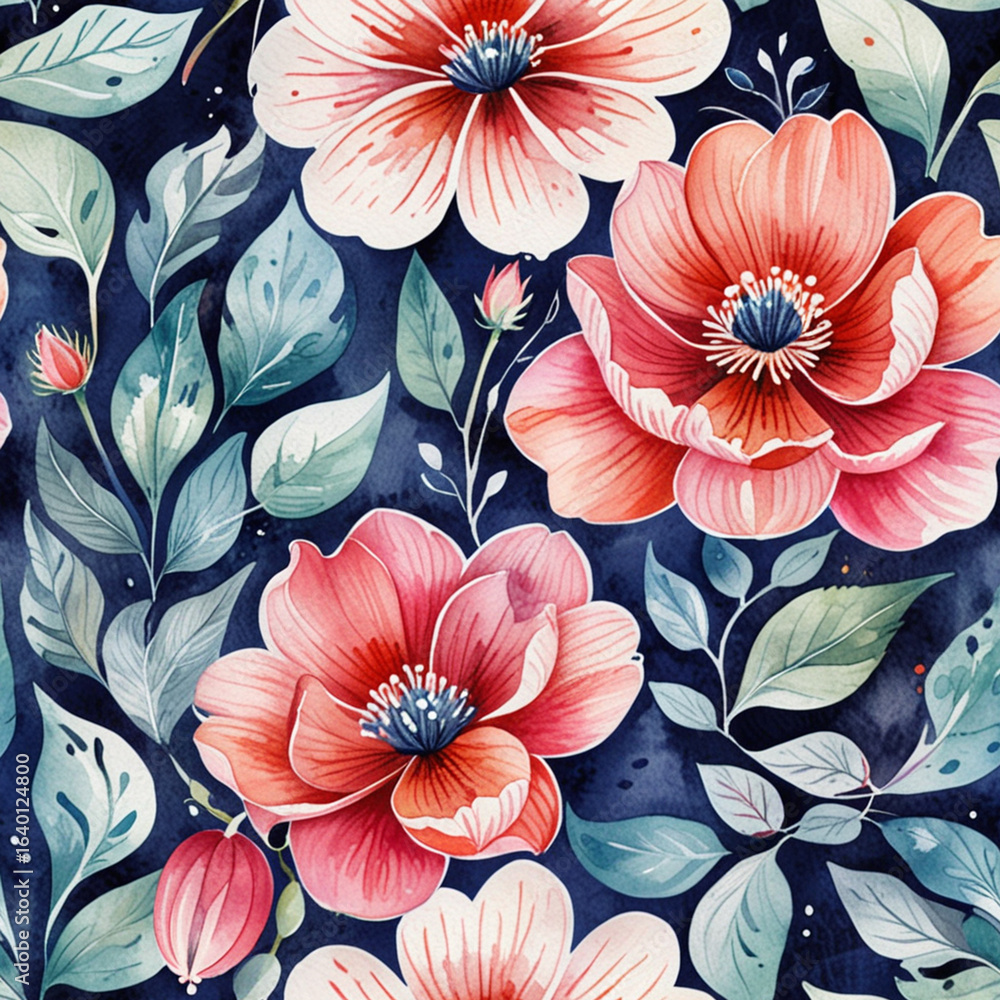 custom made wallpaper toronto digitalseamless background with beautiful red and pink flowers traditional watercolor for high quality print 