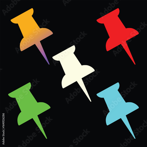 Office Push Pin Silhouette Icon for Notice Boards