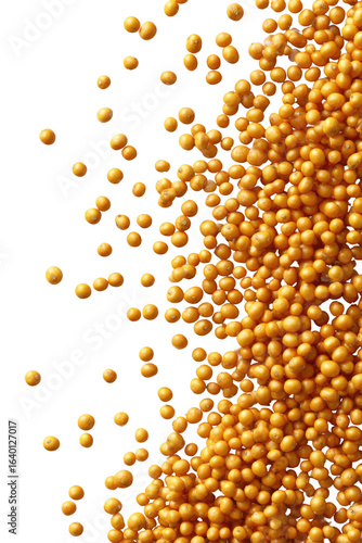 Close-up view of scattered mustard seeds