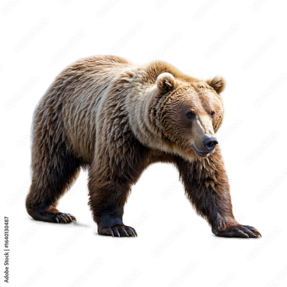 Obraz premium Isolated image of brown bear with detailed fur texture in high resolution.