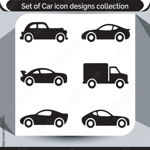 Diverse Car Icon Set A Collection of Automotive Design Elements for UI and Graphic Projects
