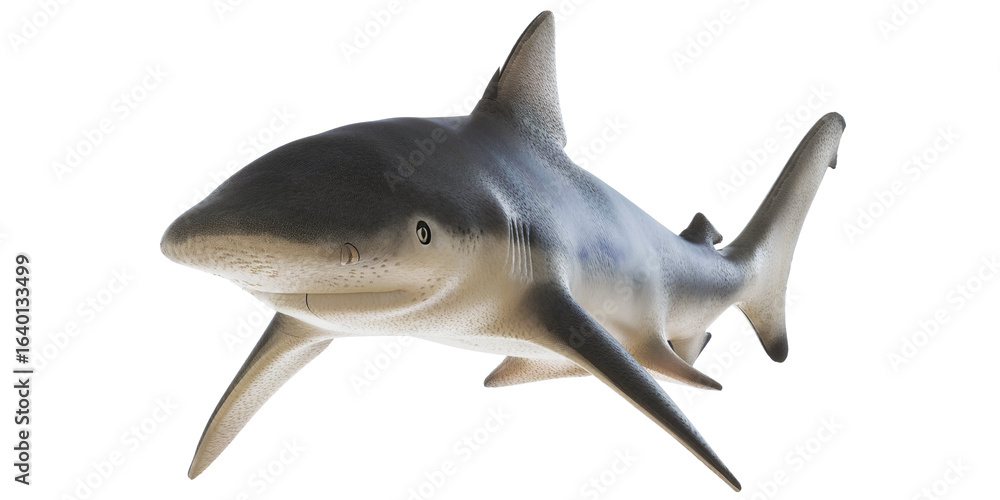 Obraz premium Realistic 3D rendering of a shark in motion.