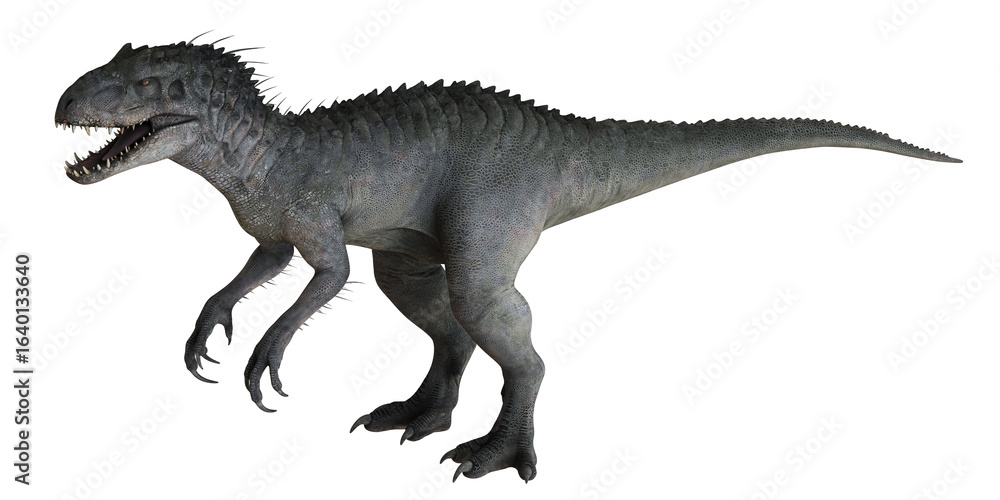Fototapeta premium Fierce carnivorous dinosaur on white background.