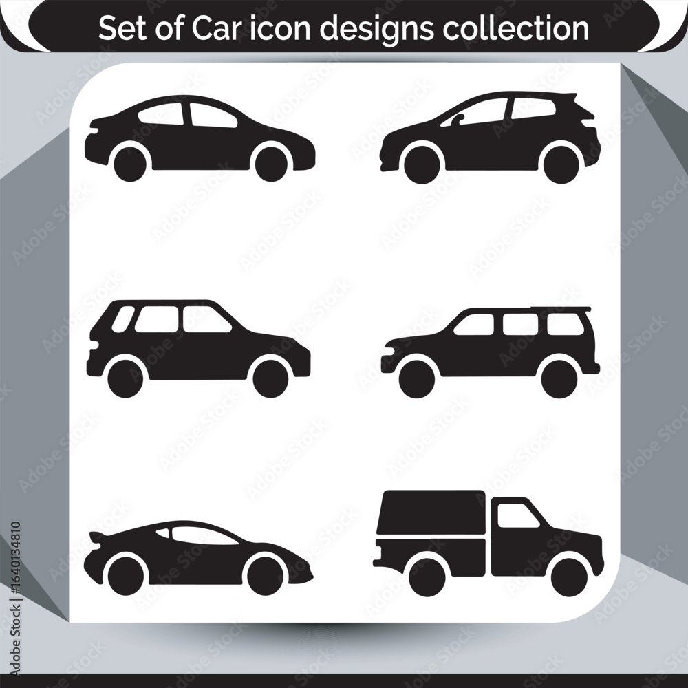 Diverse Car Icon Set Collection of Automobile Design for Transportation Needs Car Designs in Silhouette Form