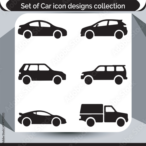 Diverse Car Icon Set Collection of Automobile Design for Transportation Needs Car Designs in Silhouette Form